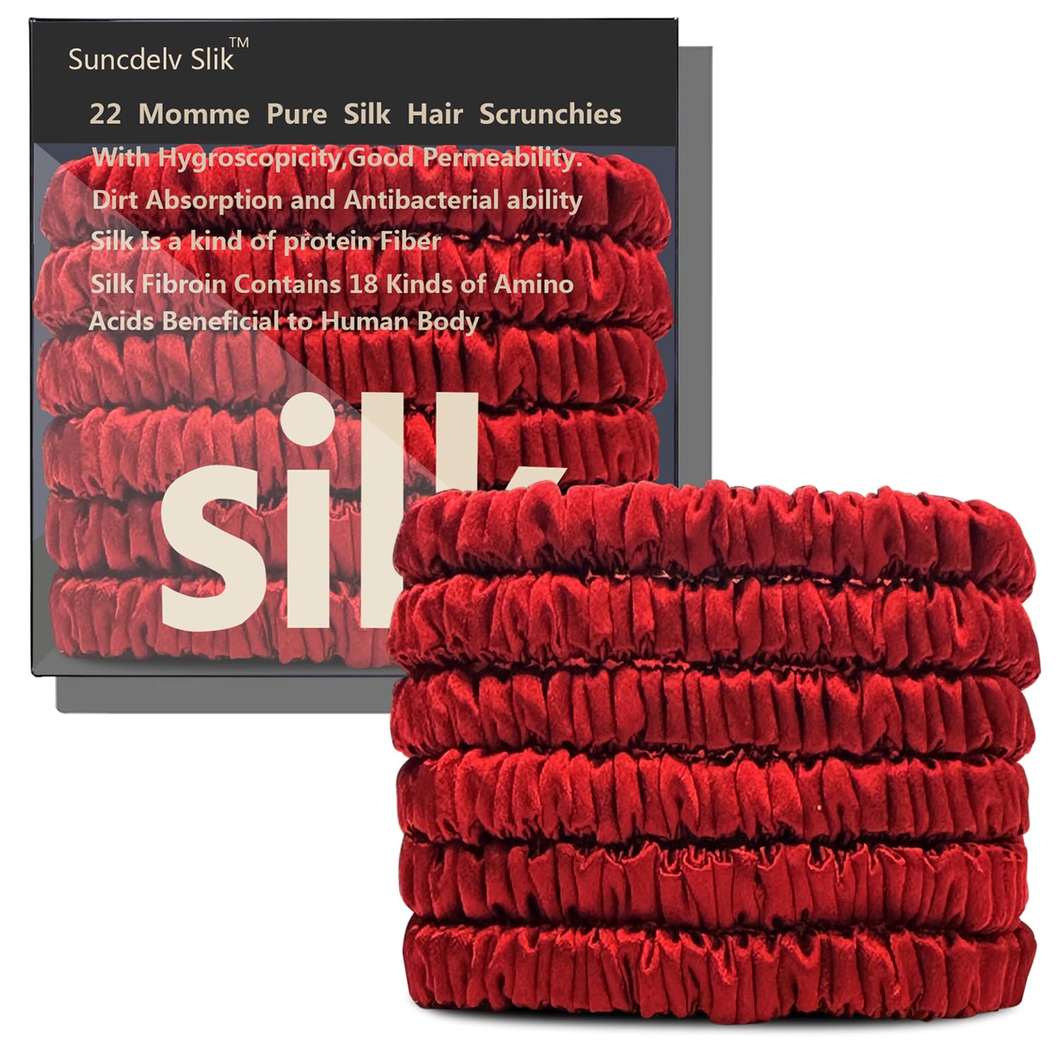 Silk Hair Towel, Friction-Resistant, Amino Acid-Rich, Durable, Breathable (6PCS(Bean Paste, Rose Gold, Rice White))